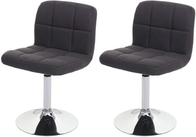 Set van 2 eetkamerstoelen Kavala, keukenstoel stoel, stof/textiel chroom draaibaar MVG-gecertificeerd ~ donkergrijs