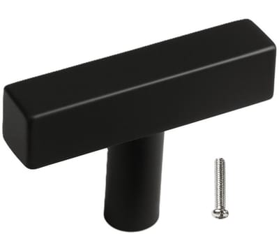MSQDESIGN - Kastknop RVS zwart T - Kastknoppen zwart - Deurknopjes zwart voor kast - Deurknop zwart - T - Deurknopjes zwart - Handgreep zwart - Meubelknop zwart - Meubelknoppen zwart - Deurknoppen - Ladeknoppen voor deurtjes -incl schroeven