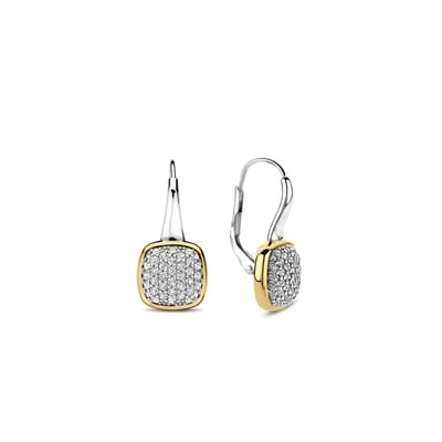 TI SENTO Dames Oorbellen - 925 zilver - Zirkonia met geel verguld - 7991ZY
