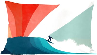 Sierkussens - Kussentjes Woonkamer - 60x40 cm - Surfer - Abstract - Golven - Zonnestralen