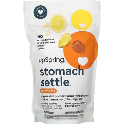 UpSpring, Stomach Settle, Pour Maman, Citron-Gingembre-Miel, 28 Gouttes Emballées Individuellement