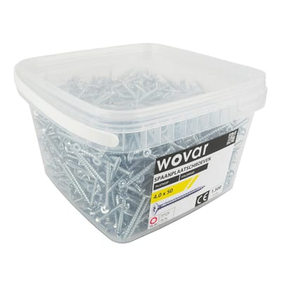 Wovar Voordeelemmer Spaanplaatschroeven Verzinkt 4.0 x 50 mm Torx 20 Voldraad | 1500 stuks