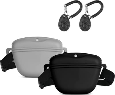 SnelShoppen - Silicone Premium Hondensnoepjeszak voor Wandelen en Training, 2 Stuks Hondensnoepzak met Klikker, Magnetische Sluiting, Silicone Hond Vo