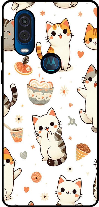 Smartphonica Telefoonhoesje Geschikt voor Motorola One Vision met katten opdruk - TPU backcover case cat design geschikt voor Motorola One Vision