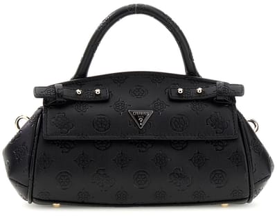 GUESS handtas schoudertas Diana Mini Top Handle Flap Black Logo zwart