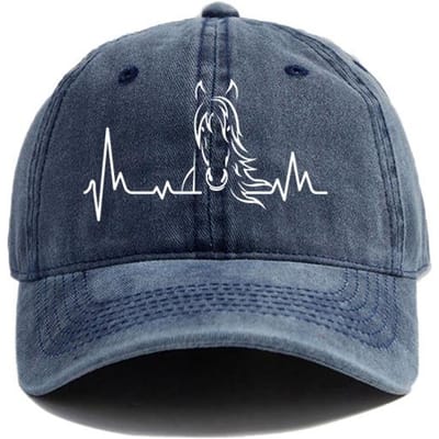 Nouvelle Impression Casquette Cheval Chapeaux Usés Casquette Hommes Rétro Extérieur Été Réglable Amour Cheval Casquettes de Baseball Chapeau Mz-229 blue