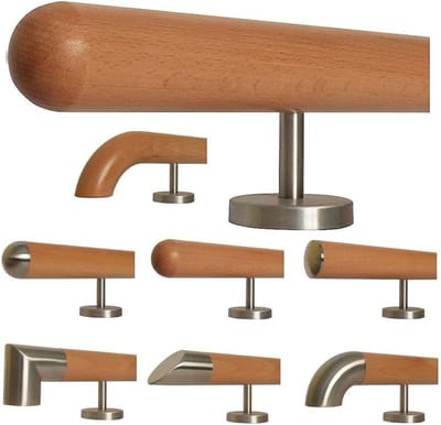 Beuken Houten Leuning - Trap Greep - Veilig Traplopen - Roestvrij Staal Houders - 120 cm - Niet Van Toepassing
