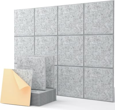 Akoestische Platen - Geluidsisolatie Panel - Geluidsverbetering Ruimte - Zelfklevend Ontwerp - 12 Stuks 30x30 - Zilver Grijs