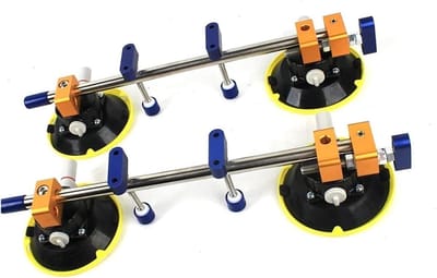 Naadzetter Set - Steen Verlijmer - Naden Egaliseren - Dubbele Zuignap - 4.5 Inch - Zilver