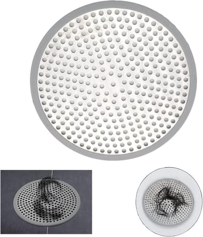 Ronde Douchefilter van RVS 12 x 12 cm voor Douche, Badkuip en Wastafel - Waterfilter, Antikalk en Verstopte Afvoer Bescherming