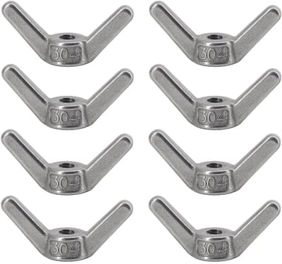 Dailygoods- Vleugelmoeren 8 Stuks - Roestvrij Staal 304 - Corrosiebestendig - Eenvoudig Aandraaien - Geschikt voor Doe-Het-Zelfprojecten - Elegante Afwerking - Vlindermoeren