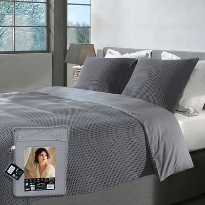 Wafel Dekbedovertrek – LitaLente Lichtgrijs – 100% Katoen – 140x220 cm – Luxe & Ademend – Inclusief 1 Kussenslopen 60x70 cm – Hotelkwaliteit – Krimpvrij & Duurzaam – Geschikt voor Dekbed 140x220 cm