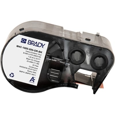 Brady M4C-1000-595-OR-BK tape vinyl zwart op oranje | 25,4 mm x 7,62 m (origineel)
