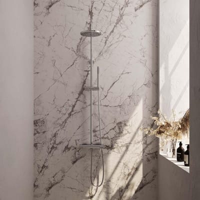 Brauer Chrome Carving Opbouw Thermostatische Regendoucheset - Hoofddouche 20 cm - Staafhanddouche - Doucheslang - Chroom