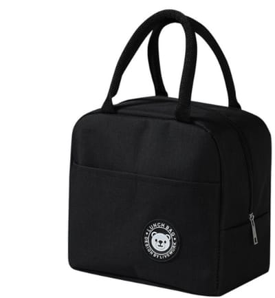 1 stuks - Lunch Bag - Herbruikbare Draagtas - Voor Dames & Heren - Picknicktas - Met Schouderband - 23x13x21cm - Zwart