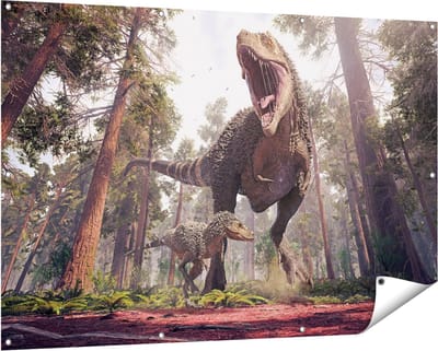 Gards Tuinposter Tyrannosaurus Rex Dinosaurus - T-Rex - 150x100 cm - Tuindoek - Tuindecoratie - Wanddecoratie buiten - Tuinschilderij