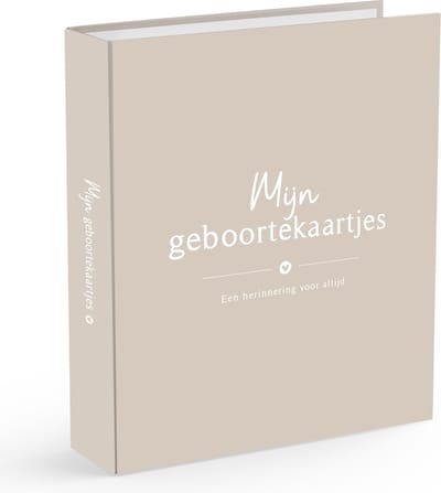 Fyllbooks - Geboortekaartjes Bewaarbundel - Bewaarmap - A5 Formaat - Beige - Geschikt voor: 30 tot 60 Kaartjes