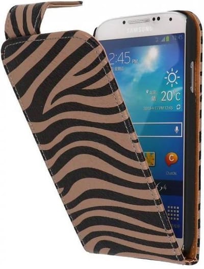 Zebra Classic Flipcase Hoesjes Geschikt voor Samsung Galaxy S4 i9500 Grijs