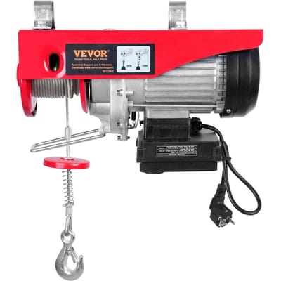 Elektrische Takel, 1320 lbs Hefcapaciteit, 1150W 220V Elektrische Staalkabel Lier met Draadloze Afstandsbediening, 40ft Enkele Kabel Hefhoogte & Puur