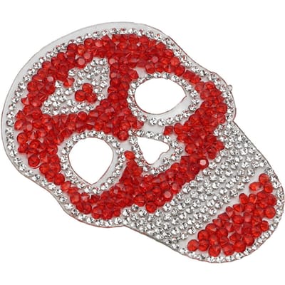 Thermotapisseries Motif Crâne Rouge Fabrication DIY Strass Décoratives Pratiques Thermotapisseries à Coudre pour Chapeaux Sacs gray