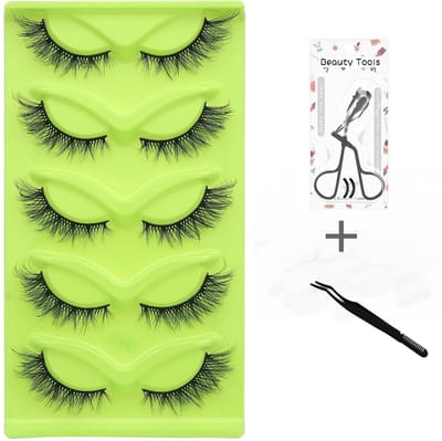 5 paar Nepwimpers- 3D valse wimpers set - driedimensionaal effect - laatste mode - gratis wimperkruller - gratis wimperkam - 17 mm extra lang