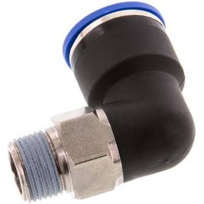 16mm x R3/8'' 90 graden L-verbinding Messing/PA 66 Insteekfitting Buitendraad Kort Draaibaar NBR