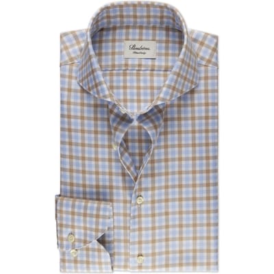 Stenströms Slimline/36, Rc Cuff Light Beige Check Größe: 44 | Business hemden Outlet | Herren | Braun