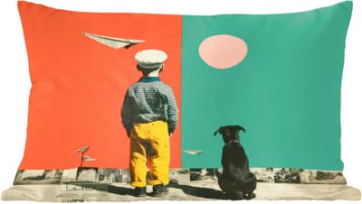Sierkussens - Kussentjes Woonkamer - 60x40 cm - Retro - Jongen - Hond - Rood - Groen