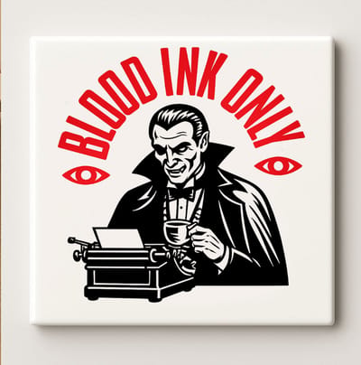 Blood Ink Only Vampier Tegel – 15x15cm Gotische Horror Kunst Muurdecoratie voor Halloween, Kantoor & Cadeau Liefhebbers