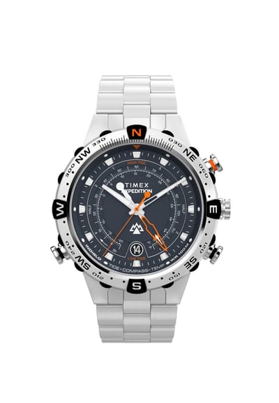 Timex Expedition Tide-Temp-Compass Quartz Analoog Horloge Zilveren Toon Kast: 100% Roestvrij Staal | Armband: 100%Roestvrij Staal 45 TW2Y12900AJ