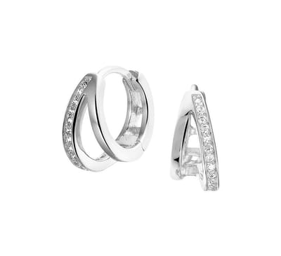 Zilver Gerhodineerd Klapoorringen Zirkonia 1332711