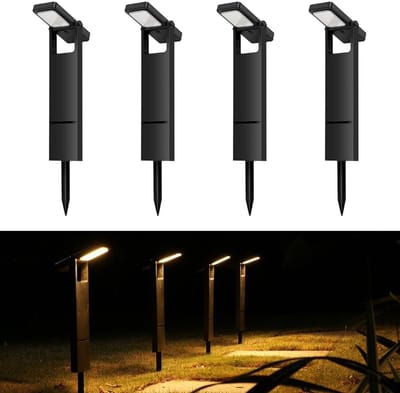 4 Stuks Tuinverlichting op Zonne-energie - Solar Prikspot-Tuinspots-Tuinverlichting - Solar Spots - ABS - Wandlamp en Gazonlamp - Grond Spots voor Tuin - Garage - Pad en Balkon - warm licht