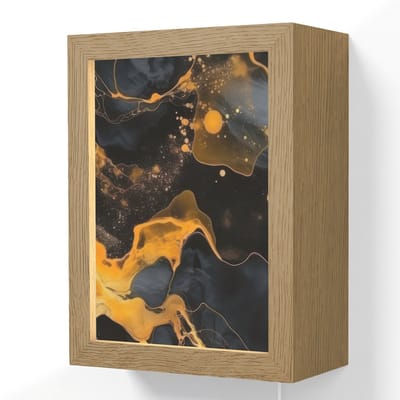 Wandlamp 15x20 cm - Oplaadbaar - Marmer - Goud - Zwart - Abstract - Modern - Wandlampen binnen woonkamer - Slaapkamer lamp met kabel - Decoratieve nachtlamp - Vloerlamp snoer
