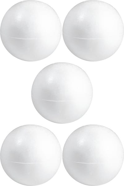 Piepschuim hobby vorm - 5x - bol - 15 cm - DIY knutsel figuren - halve schalen