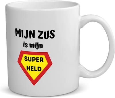 Akyol - mijn zus is mijn superheld koffiemok - theemok - Zus - super zus - verjaardag - cadeautje voor zus - zus artikelen - kado - geschenk - 350 ML inhoud