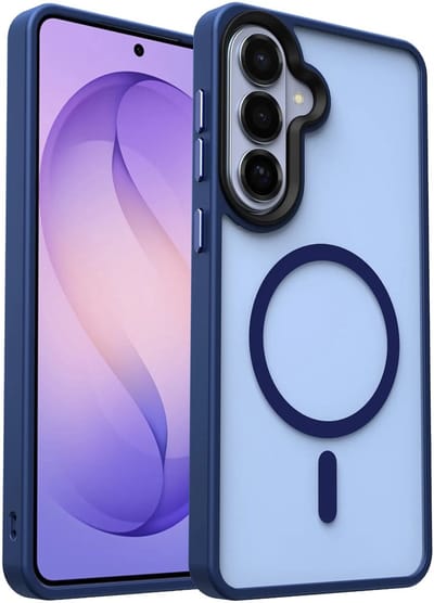 Hoesje Geschikt voor Samsung Galaxy S26 Plus - Compatibel met MagSafe / Qi2 - Matte Beschermhoes - Back Cover met Magneet - Blauw