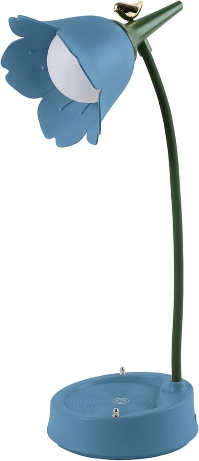 LED-bureaulamp - dimbaar - touchbediening en USB-oplaadfunctie - flexibele hals - roze bloemenpatroon - 1200 mAh-batterij