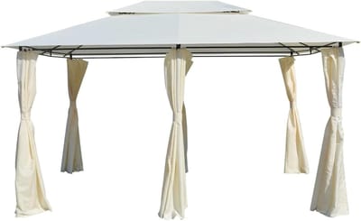 Tuinpaviljoen met gordijnen - Partytent Gazebo - Feestelijke Bijeenkomsten - UV- en waterbestendig - 4 x 3 meter - Wit