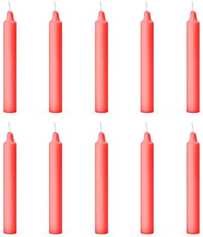 Set van 10 Rituele Stokkaarsen voor Chakra's en Decoratie (Rood)
