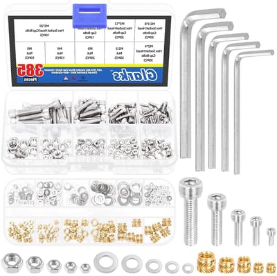 595 Stuks M2/2.5/3/4/5 Schroeven en Messing Moeren Set, Inclusief Hexagonale Hoofd, Inbussleutels en Ringen voor Diverse Toepassingen