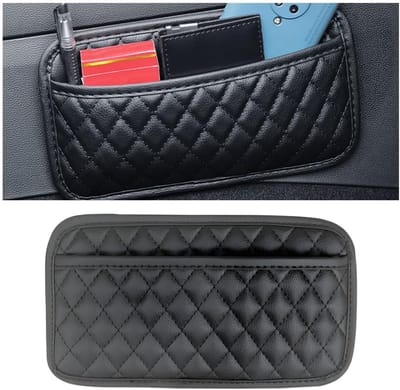 Dailygoods- Opbergdoos Zwart - Opbergtas voor Auto - PU-leer - Klein Formaat - Grote Capaciteit - 14 x 25,5 x 1,5 cm - Autotas