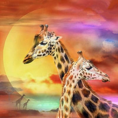 Borduren Cross Stitch Giraffen & Zonsondergang Home Decor Cadeau Ronde Diamond Painting Gratis Cross Stitch 30x30CM pink