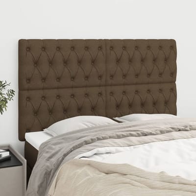 vidaXL - Hoofdbord - donkerbruin - 144x7x118/128 - cm - stof