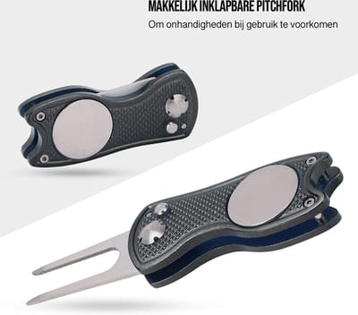 Metalen Golf Pitchfork met Balmarker – Divot Reparatie Tool – Golf Accessoires voor Golfbaan – Handige Golf Pitchfork voor Golftas – Golf Must-Have