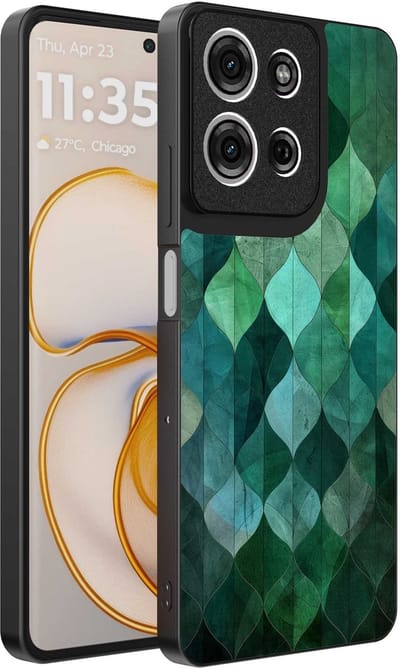 Geschikt voor Motorola Edge 50 Telefoonhoesje met Groene Bladeren Opdruk - TPU Backcover Case Green Leafs Design - Groen - Smartphonica geschikt voor Motorola Edge 50