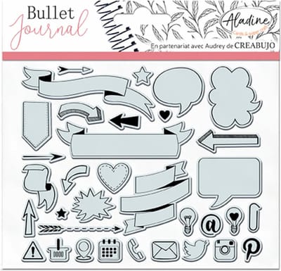 Aladine Aladine Stampo Bullet Journal Clear Stempels 16x16 cm Banners en Pictogrammen