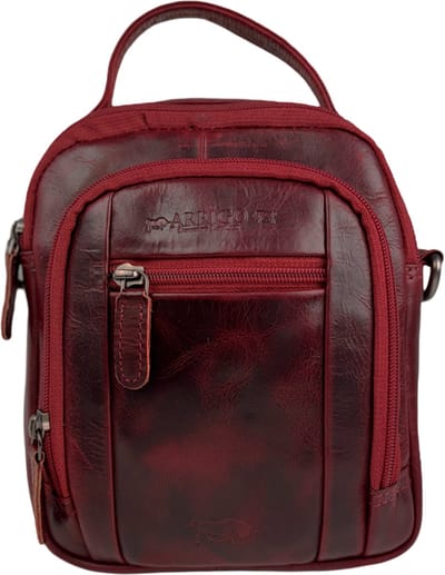 Schoudertas Leer Rood - Schoudertas Dames - Schoudertas Heren - Compacte schoudertas - Rundleer