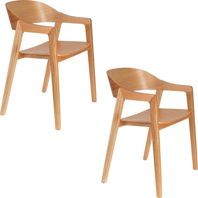 Dutchbone Westlake Eetkamerstoelen Armleuning Naturel - Set van 2