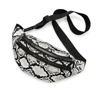 Wit zwart heuptas dames en heren slangen print heuptas verstelbare band met gesp meerdere rits vakken compact crossbody heuptasje met dieren patroon voor dagelijks gebruik reizen festivals en casual outfits
