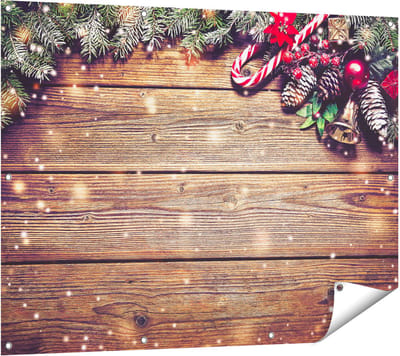 Gards Tuinposter Kerst Sfeer Achtergrond met Dennenbomen - 120x90 cm - Tuindoek - Tuindecoratie - Wanddecoratie buiten - Tuinschilderij